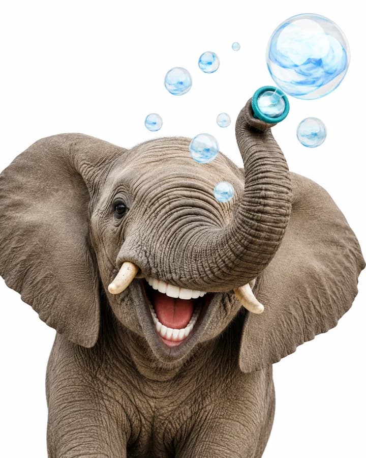 A happy animal with a clean smile